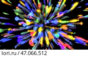 Motion.Voluminous multi-colored short lines are scattered throughout the footage in animation. Стоковая иллюстрация, иллюстратор David Kashakhi / Фотобанк Лори