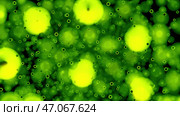 Abstract moving microorganisms or bacteria on a blue background. Стоковая иллюстрация, иллюстратор David Kashakhi / Фотобанк Лори