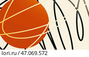 Colorful abstraction with a sphere and bending lines. Стоковая иллюстрация, иллюстратор David Kashakhi / Фотобанк Лори