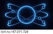 Electrons rotating along trajectory around molecule. Стоковая иллюстрация, иллюстратор David Kashakhi / Фотобанк Лори