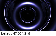 Circles with metallic luster pulsate and emit rotating waves. Стоковая иллюстрация, иллюстратор David Kashakhi / Фотобанк Лори