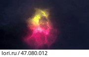 A glowing object floats against a dark backdrop, pulsing with color. Стоковая иллюстрация, иллюстратор David Kashakhi / Фотобанк Лори