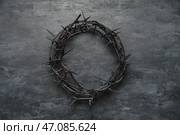 Корона из терновника на сером гранжевом фоне. Стоковое фото, фотограф Pixel_shot / Фотобанк Лори