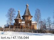 Собор Успения Пресвятой Богородицы (1711-1717гг) солнечным мартовским днем. Кемь, Карелия. Стоковое фото, фотограф Виктор Карасев / Фотобанк Лори