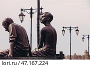 Крым, Евпатория, курорт, набережная, актер театра и кино Евгений Стеблов в скульптурном исполнении арт-объекта. Редакционное фото, фотограф Андрей Макаренко / Фотобанк Лори