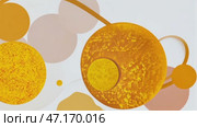 Abstract background in yellow and gold shades. Lines and circles move across the white surface. Cheerful animated drawing. Стоковое AI-видео, аниматор Ирина / Фотобанк Лори