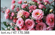 elegant floral composition of pink flowers decorating wedding table, elegant petals creating harmony, elegant design perfect for special moments, elegant flowers captivating hearts. Стоковое AI-видео, аниматор Анна Маркина / Фотобанк Лори