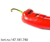 Вкусный жареный перчик на белом фоне. Стоковое фото, фотограф Pixel_shot / Фотобанк Лори