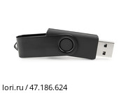 Черный USB-накопитель на белом фоне. Стоковое фото, фотограф Pixel_shot / Фотобанк Лори