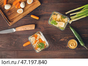 Тарелки вкусного заливного на столе. Стоковое фото, фотограф Pixel_shot / Фотобанк Лори