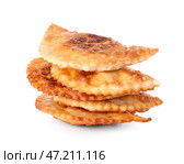 Вкусные чебуреки на белом фоне. Стоковое фото, фотограф Pixel_shot / Фотобанк Лори
