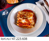 Lasagna a la Bolognese with bechamel sause. Стоковое фото, фотограф Яков Филимонов / Фотобанк Лори