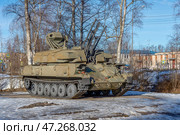 Зенитная самоходная установка ЗСУ-23-4 «Шилка».  Город Приозерск в Ленинградской области. Редакционное фото, фотограф Румянцева Наталия / Фотобанк Лори