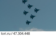 Russian air force aerobatic team Russian Knights SU-27. Стоковое видео, видеограф Алексей Сергеев / Фотобанк Лори