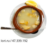 Sopa de picadillo is traditional Spanish dish from Andalusia. Стоковое фото, фотограф Яков Филимонов / Фотобанк Лори