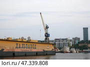 Плавучий док «Дальзавод» в бухте Золотой Рог во Владивостоке (2022 год). Редакционное фото, фотограф Free Wind / Фотобанк Лори