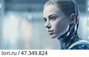 Portrait of a woman symbolically turning into virtual human, virtual character, or digital clone, using computer-generated from the real persona. AI artificial intelligence. Стоковое AI-видео, аниматор ALLA YURTAYEVA / Фотобанк Лори