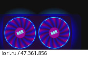 Video graphics card with rotating cooling fans. Стоковая анимация, аниматор Vladislav_v / Фотобанк Лори