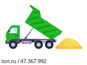 Green truck with a crane. Стоковая иллюстрация, иллюстратор Вячеслав Беспутин / Фотобанк Лори