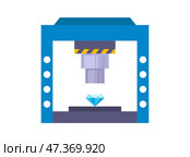 Hydraulic press compresses the hardest diamond. Стоковая иллюстрация, иллюстратор Вячеслав Беспутин / Фотобанк Лори