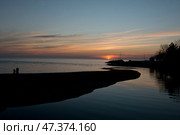 Черное , отражение, море, осень, закат   солнце, Краснодарский край, Туапсинский район, Михайловская бухта. Стоковое фото, фотограф Александр Циликин / Фотобанк Лори