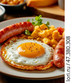Fried Egg Day is a fun and unusual holiday celebrated in different parts of the world on March 18 every year. This day is dedicated to fried eggs - one of the most popular and favorite dishes in the world. Стоковое AI-изображение, AI-художник Сергей Елизарьев / Фотобанк Лори