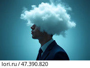 Голова в тумане, концепция депрессии. Стоковое AI-изображение, AI-художник Анна Рогалева / Фотобанк Лори