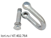 Скоба для якорных цепей из нержавеющей стали с винтовым штифтом. Stainless Steel Anchor Chains Shackles with Screw Pin on a white background. Стоковое фото, фотограф Татьяна Д / Фотобанк Лори