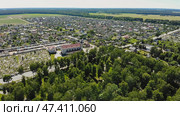 Aerial view Russian small town. Belarus. Voronovo. Стоковое фото, фотограф Mikhail Davidovich / Фотобанк Лори