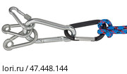Альпинистские карабины на белом фоне. Climber carabiners on a white background. Стоковое фото, фотограф Татьяна Д / Фотобанк Лори