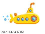 Peaceful yellow submarine in the sea. Стоковая иллюстрация, иллюстратор Вячеслав Беспутин / Фотобанк Лори