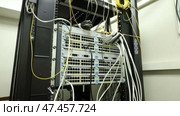 the server cabinet in the computer department of the enterprise is in operation. Стоковое видео, видеограф Алексей Сергеев / Фотобанк Лори