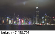 Light show in Hong Kong at night (2023 год). Стоковое видео, видеограф Михаил Коханчиков / Фотобанк Лори