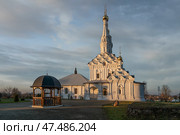 View of the Odigitrievsky Church on the territory of the Vyazma Ioanno-Predtechensky Monastery on a sunny day with clouds, Vyazma, Smolensk region, Russia. Стоковое фото, фотограф Ula Ulachka / Фотобанк Лори