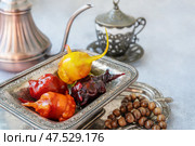 A colorful assortment of Churchella oriental treats on a decorative tray. Ramadan, Uraza Bayram. Стоковое фото, фотограф Оксана Медведева / Фотобанк Лори