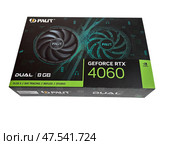 Computer graphics card isolated on white background. PALIT Geforce RTX 4060 DUAL 8GB. Редакционное фото, фотограф Васильева Юлия / Фотобанк Лори