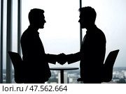 Рукопожатие, атмосфера переговоров. Стоковое AI-изображение, AI-художник Анна Рогалева / Фотобанк Лори