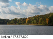 Lake Ladoga near the village Lumivaara on a sunny autumn day, Ladoga skerries, Lakhdenpokhya, Republic of Karelia, Russia. Стоковое фото, фотограф Ula Ulachka / Фотобанк Лори
