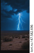 Dramatic Lightning Strike Over a Desert Landscape. Стоковое AI-видео, аниматор Виталий Самсонов / Фотобанк Лори
