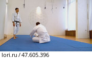 Military temptation training. Aikido or judo. Стоковое видео, видеограф Igor Skripachev / Фотобанк Лори