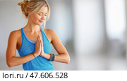 A woman doing yoga, stretching, pacification, calmness. Стоковое AI-изображение, AI-художник Ирина Ручушкина / Фотобанк Лори