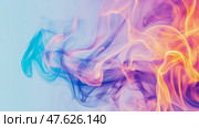 Harmonic Flow: A symphony of spectral smoke in cerulean, iris, and gold tones for modern canvas art, print, or display media. Стоковое AI-изображение, AI-художник Данила Большаков / Фотобанк Лори