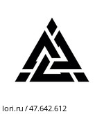 Viking Valknut sign symblol icon black color. Interwoven triangles. Vector illustration. Logo, tattoo, amulet. Scandinavian mythology. Odin Symbol, Trinity. Стоковая иллюстрация, иллюстратор Пискунова Марина / Фотобанк Лори