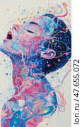 Euphoric Ascent: Abstract Portrait of Ecstasy, a symphony of color and emotion, created to evoke feelings of joy and spiritual liberation. Стоковое AI-изображение, AI-художник Данила Большаков / Фотобанк Лори