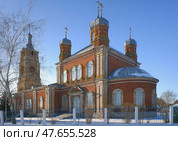 Церковь Николая Чудотворца в селе Стрелецкие Выселки, Рязанская область. Солнечный зимний день. Стоковое фото, фотограф Александр Кузнецов / Фотобанк Лори