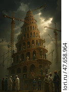 Tower of Babel concept art. Стоковое AI-изображение, AI-художник Виктор Застольский / Фотобанк Лори