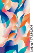 Abstract fluid pattern in blue, orange and pink gradient. Стоковое AI-изображение, AI-художник Данила Большаков / Фотобанк Лори