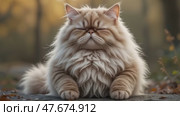 Fluffy cat with long hair meditates. Стоковое AI-видео, аниматор Виктория Кольцова / Фотобанк Лори