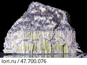 Asbestos mineral, vein in serpentinite mineral. On a black background. Стоковое фото, фотограф Евгений Ткачёв / Фотобанк Лори