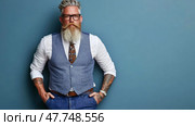 Dapper gentleman portrait with beard and mustache. Стоковое AI-изображение, AI-художник Данила Большаков / Фотобанк Лори